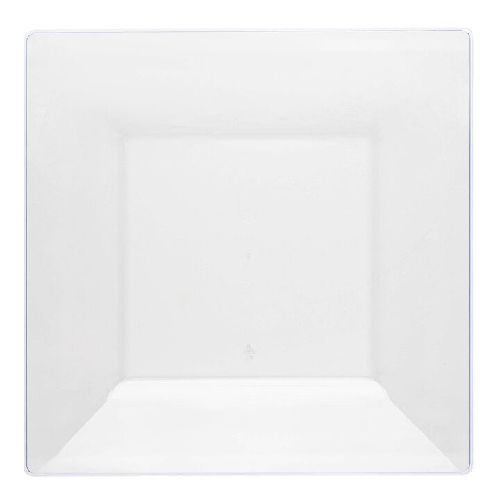 10.75" Clear Square Plastic Dinner Plates (120 Plates)