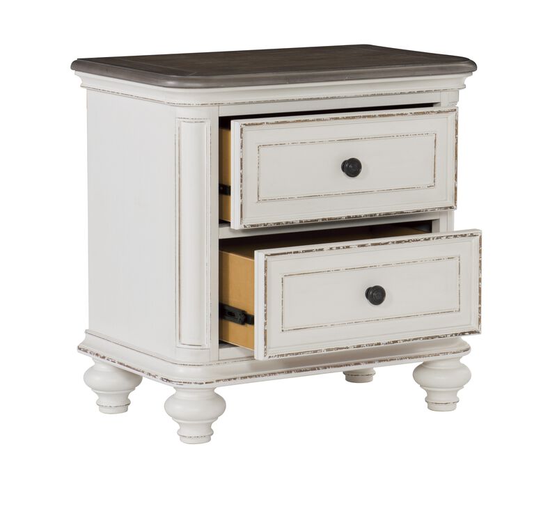 Streamdale Antique Nightstand in White and Gray