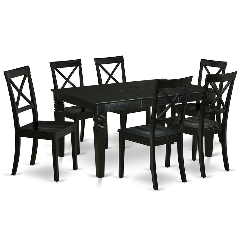 East West Furniture Dining Room Set Black, WEBO7-BLK-W