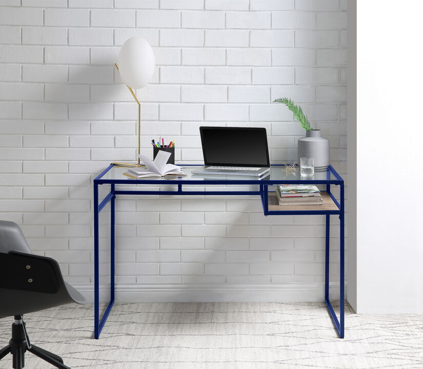 ACME Yasin Writing Desk, Blue & Glass