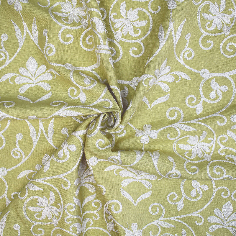 6ix Tailors Fine Linens Embroidery Lace Sulphur Yellow Comforter Set