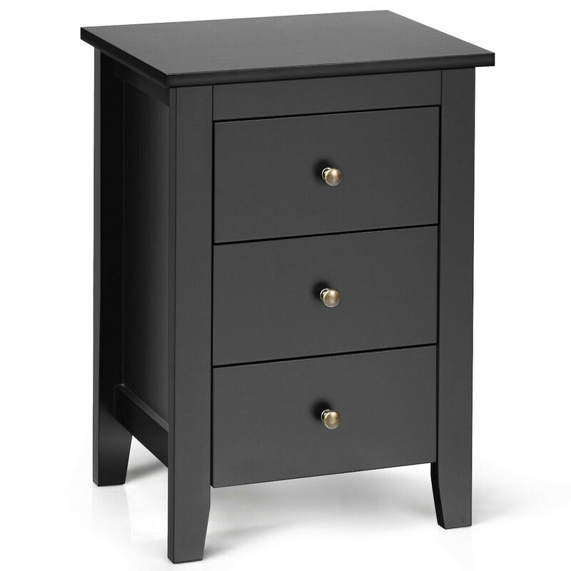 Nightstand End Beside Table Drawers Modern Storage Bedroom Furniture