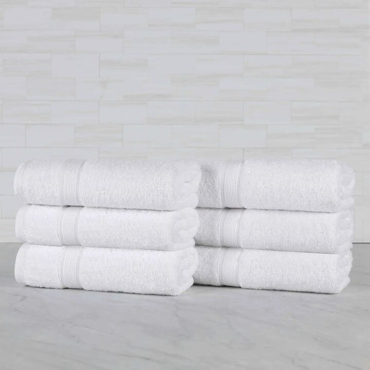 Medium Weight Organic Cotton Hand Towel Set of 6, Solid Soft Absorbent Towels for Home Use