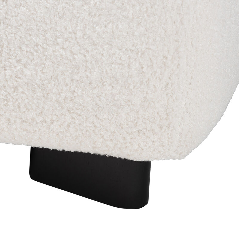 Baxton Studio Athena Modern and Ivory Boucle Upholstered and Black Finished Square Ottoman