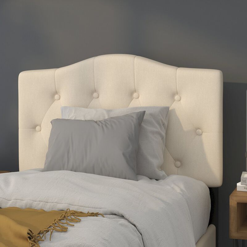 Flash Furniture Tufted Upholstered Twin Size Headboard in Beige Fabric image number 6