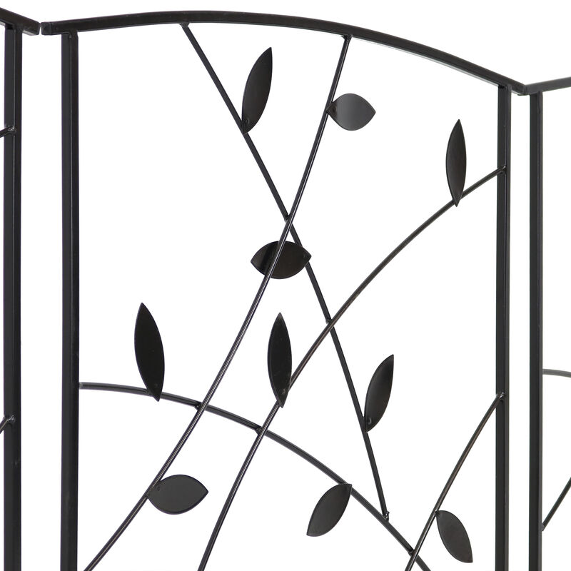 Sunnydaze 5-Piece Modern Leaves/Vines Steel Border Fencing - 6 ft - Black