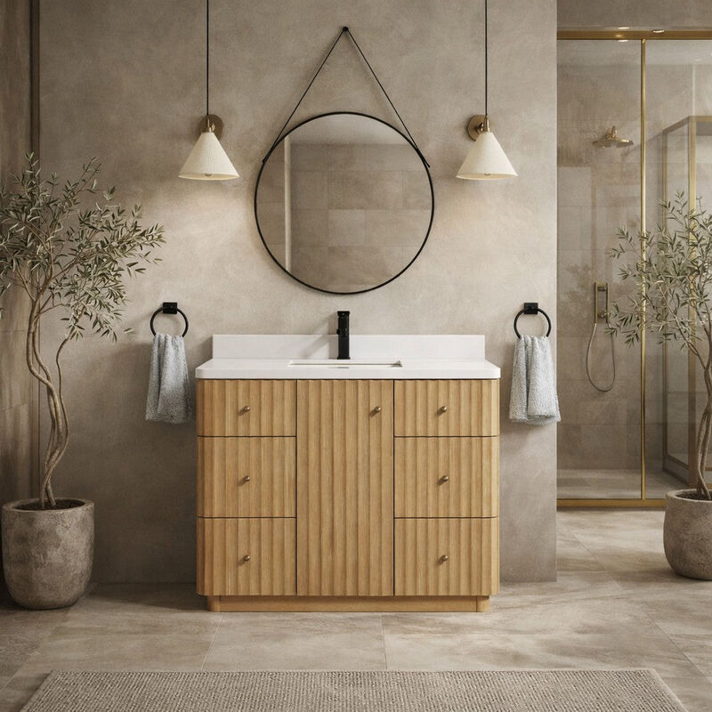 La Jolla 42" Bathroom Vanity Washed Oak image number 1