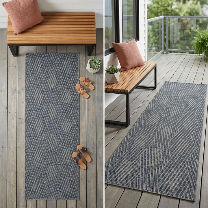 HomeRoots Geometric Stain Resistant Indoor Outdoor Area Rug