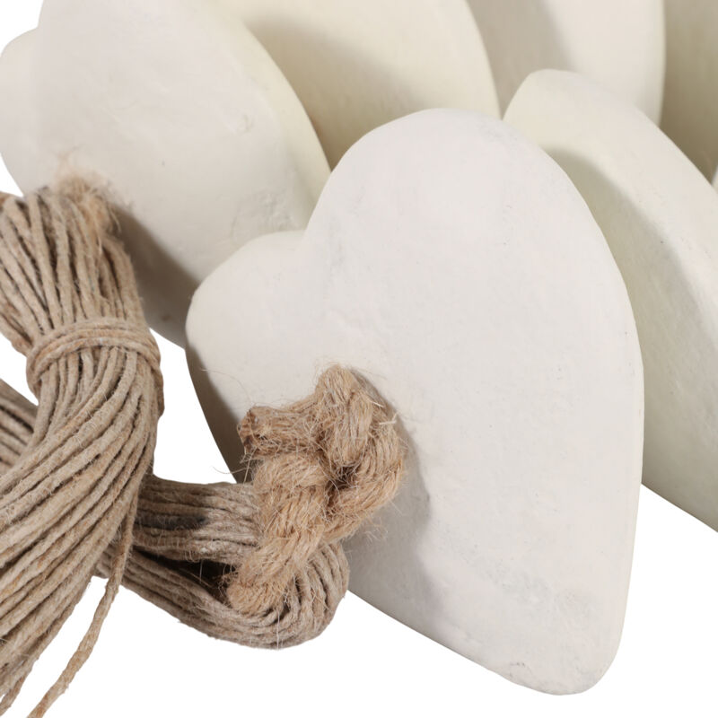 40x3" Paper Mache Hearts Garland, White image number 4