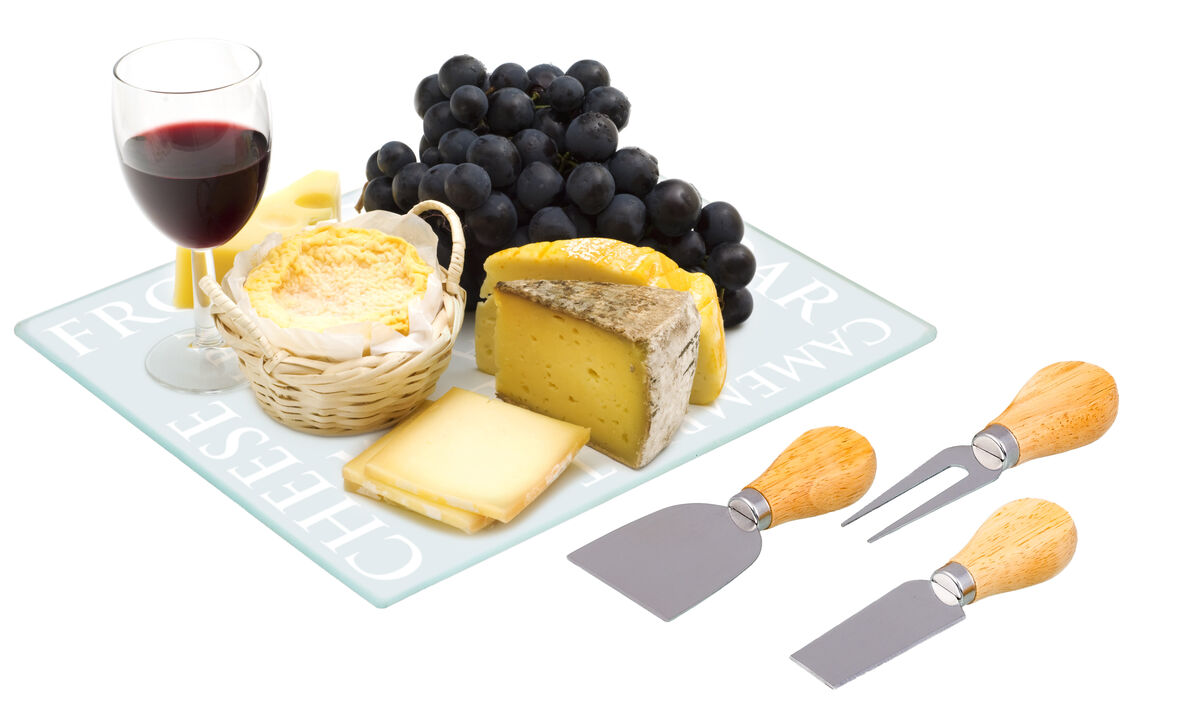 Glass 4 Pc. Glass Charcuterie and Cheese Board Set