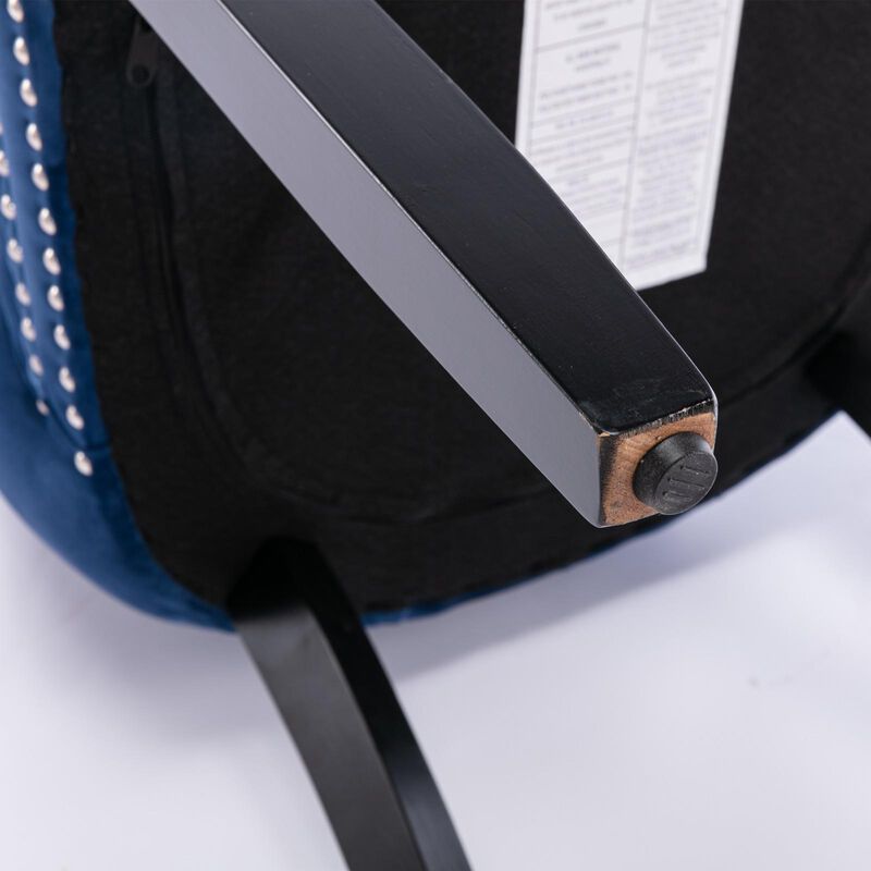 Set of 2 Wing-Back Dining Chairs, Backstitching, Nailhead Trim, Solid Wood Legs