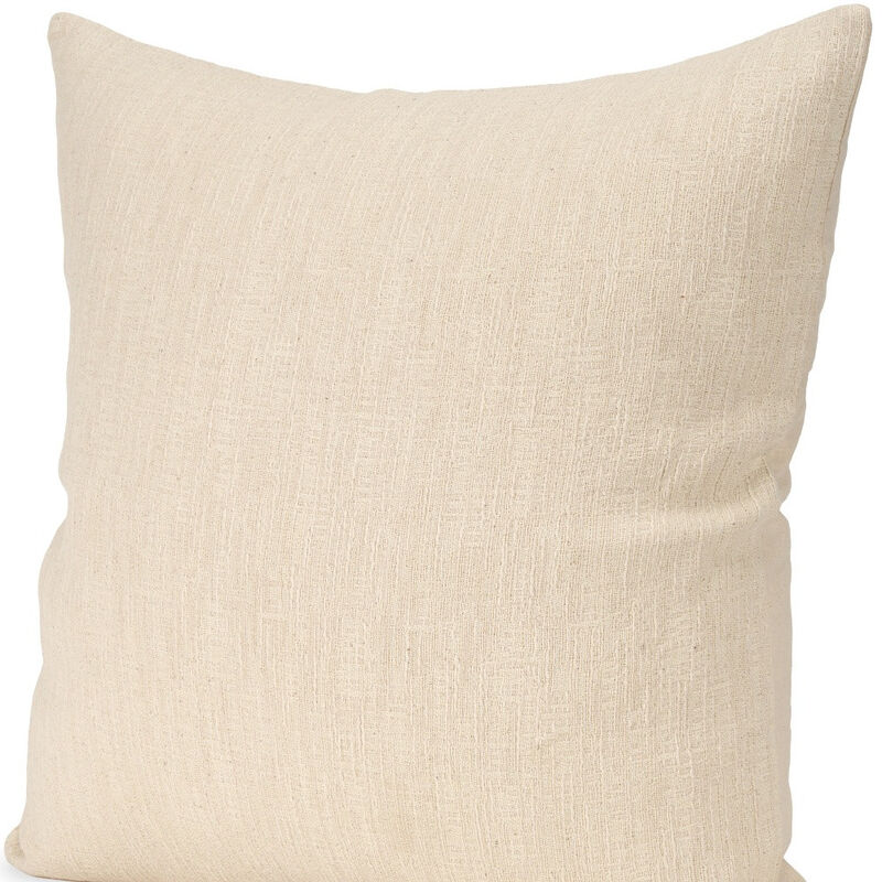 HomeRoots 22" Cream Cotton Blend Throw Pillow Cover with Texture image number 2
