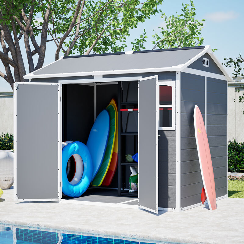 Plastic Utility Shed 8x6 ft with Floor &ndash; Lockable Storage Shed image number 2