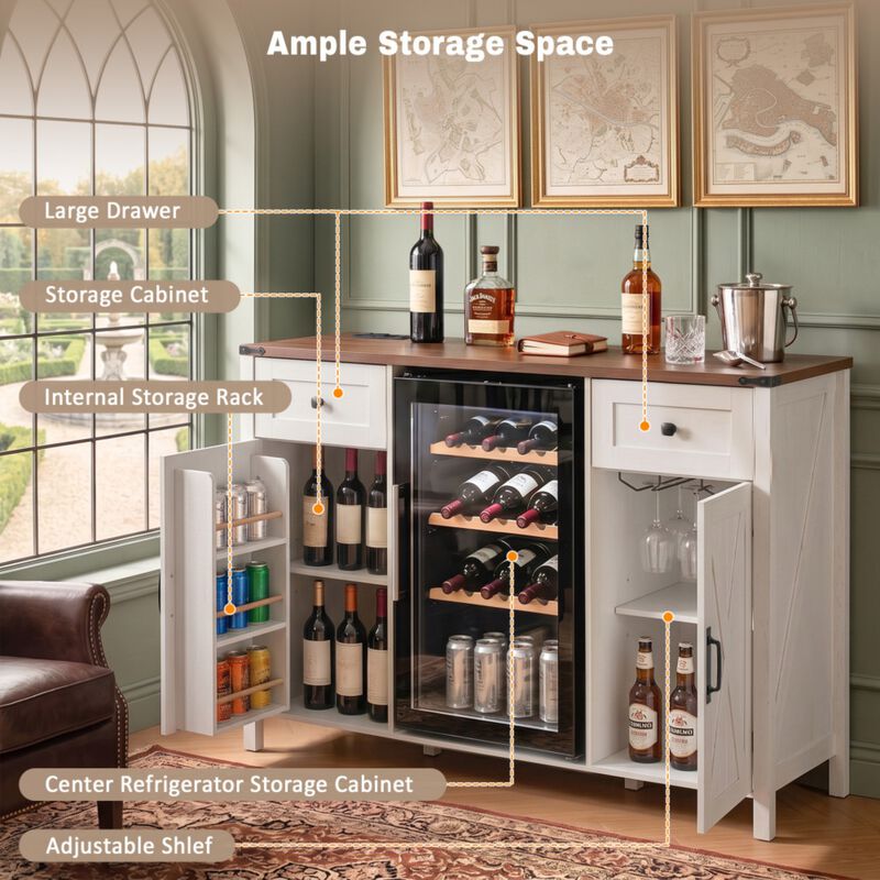 Jiljun Farmhouse Wine Bar Sideboard Cabinet image number 4