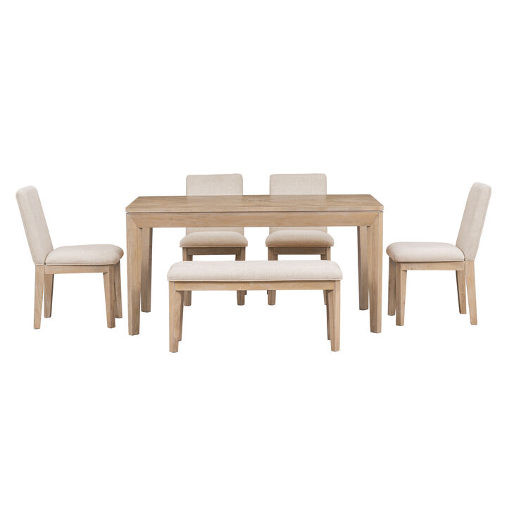 Merax Farmhouse Style 6-Piece Dining Table Set