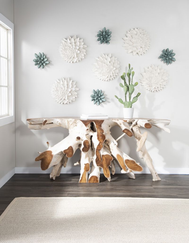 Dahlia Flower Wall Art in White Stone