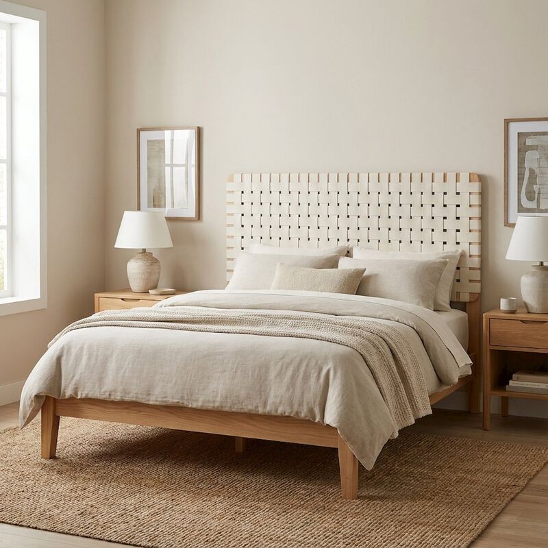 Vegan Leather Queen Headboard with DurableTexture for Bedroom image number 3