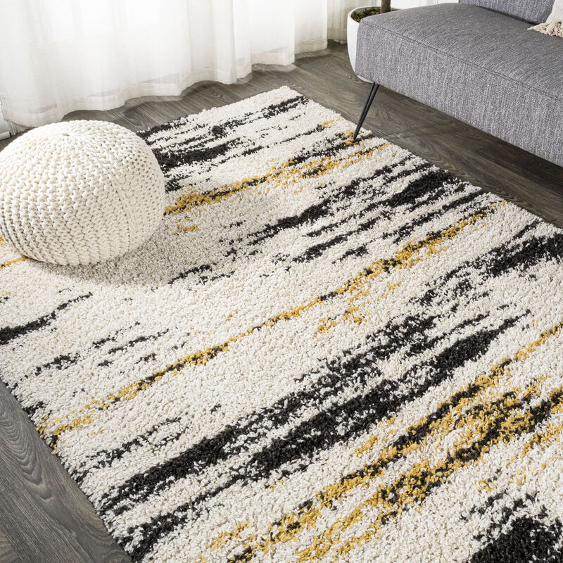 Nova Modern Bold Strie Shag Area Rug
