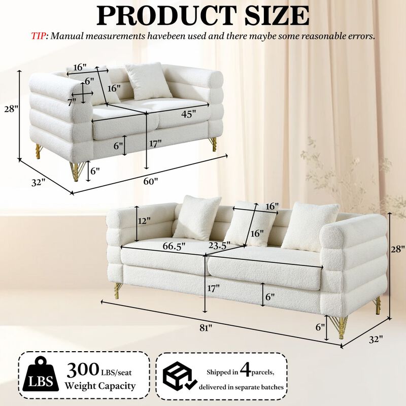 Sibsod modern-design plush cloud-shaped sofa set image number 9