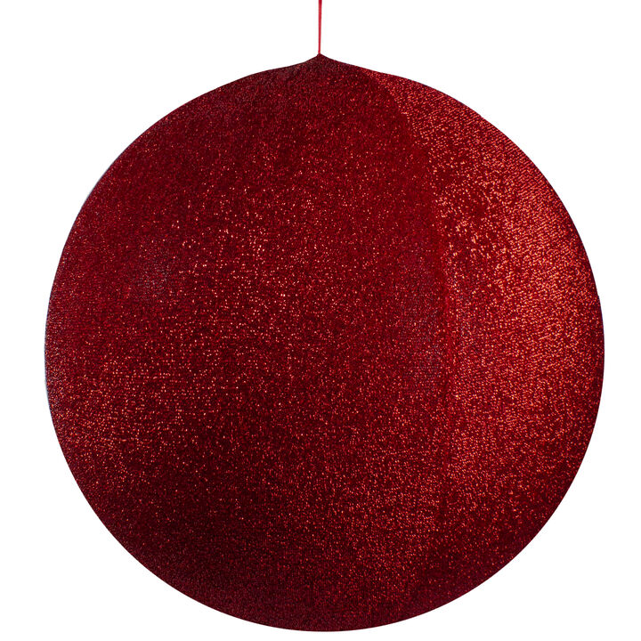 23.5" Red Tinsel Inflatable Commercial Christmas Ball Outdoor Ornament