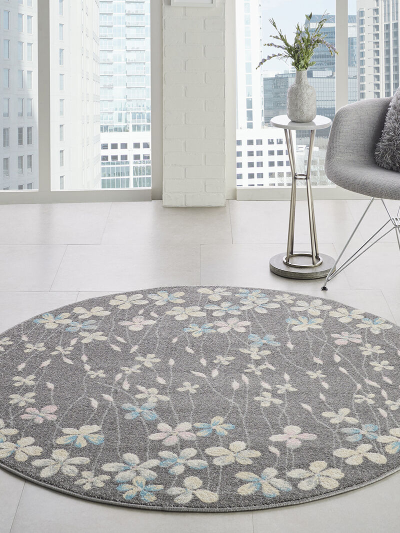 Tranquil TRA04 Gray/Beige 5'3" x Round Rug