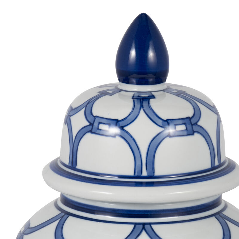 Cer, 14" Links Temple Jar, Blue/white image number 3
