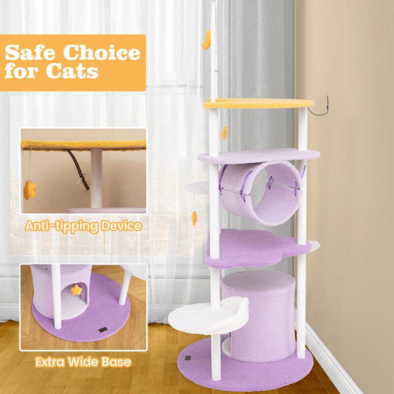 Hivvago 62 Inches Large Cat Tower with Metal Frame and Jumping Platforms