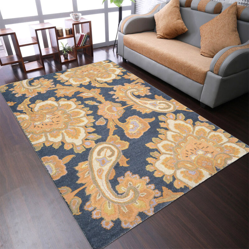 RUGSOTIC CARPETS HAND TUFTED WOOL ECO-FRIENDLY AREA RUGS  - Rectangle Shape, Size, Floral Modern Design, High Pile  Handmade Anti Skid Area Rugs for Living Room, Bed Room (K00151) image number 1