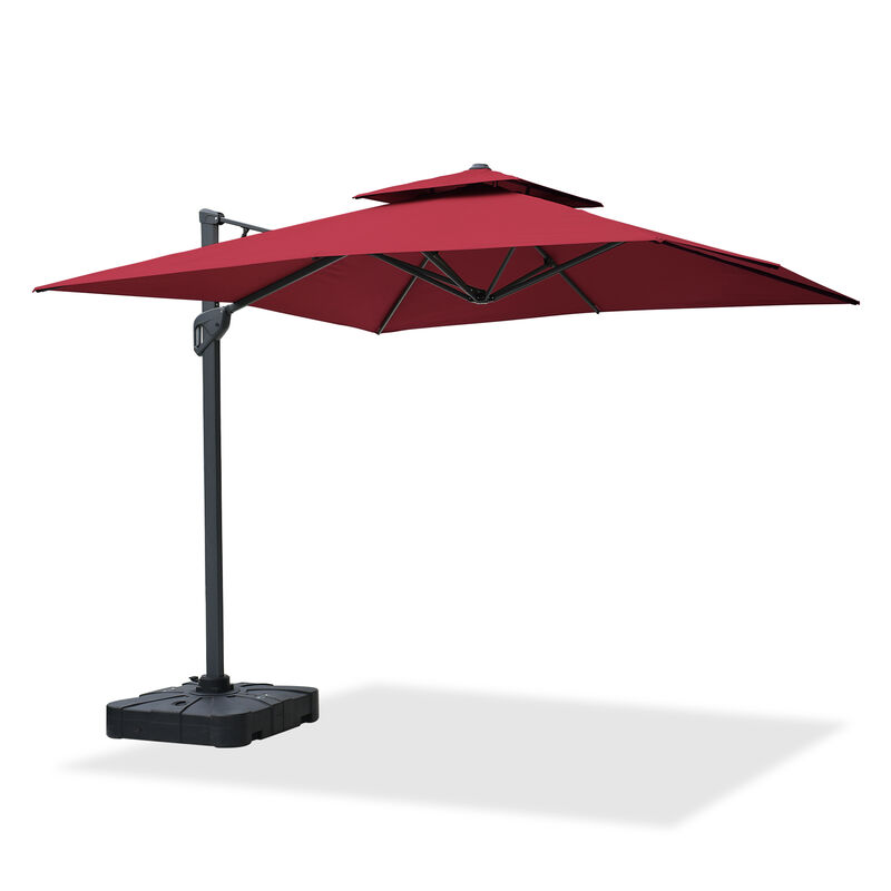 MONDAWE 10ft Square Offset Cantilever Outdoor Patio Umbrella with Included Base