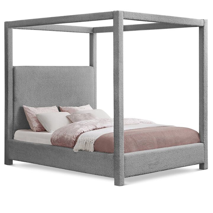 Meridian Furniture Eden Grey Boucle Fabric King Bed