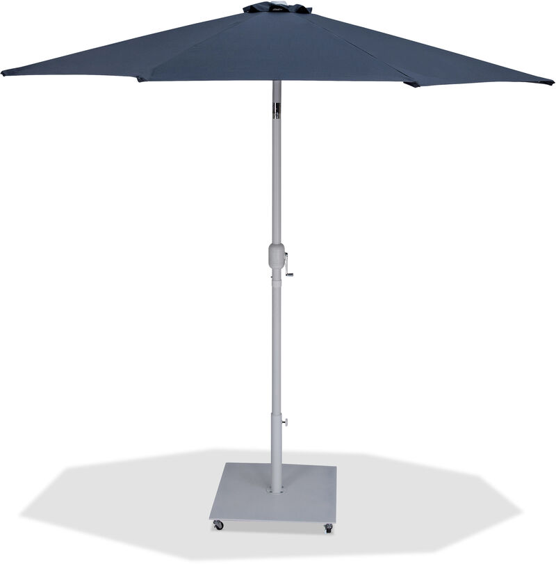Meridian Furniture Fiji Grey Fabric / Matte White Aluminum Patio Umbrella with Base Sets