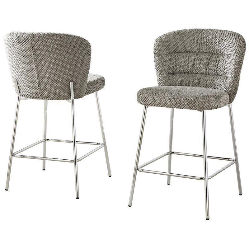 Best Quality Furniture Gray With Chrome Base Counter-Height Chair, Set Of 2