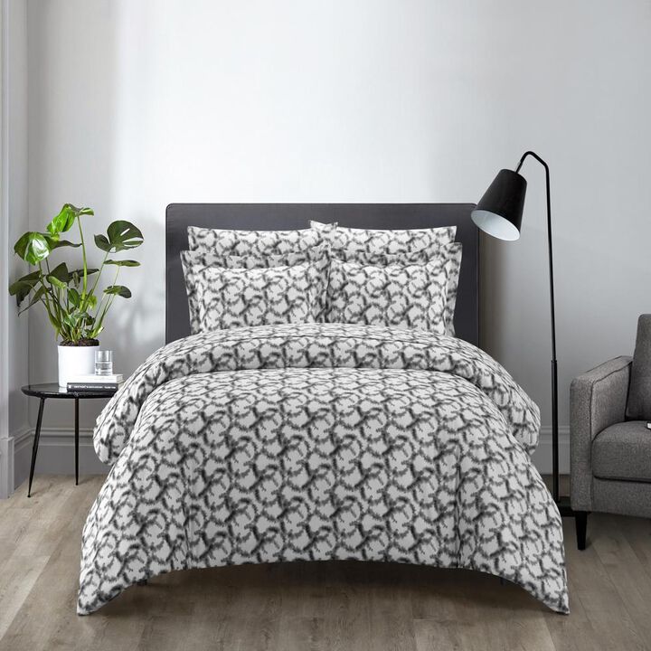 Chic Home Chrisley Duvet Cover Set Contemporary Watercolor Overlapping Rings Pattern Print Design Bed In A Bag Bedding - Sheets Pillowcases Pillow Shams Included - 7 Piece - King 104x90", Grey