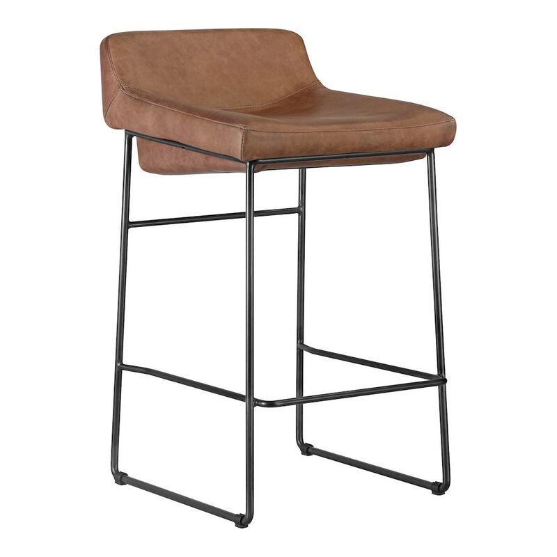 Starlight Canyon Home Brown Bar Stools Set of 2 Faux Leather Seating with Iron Frame Design image number 1