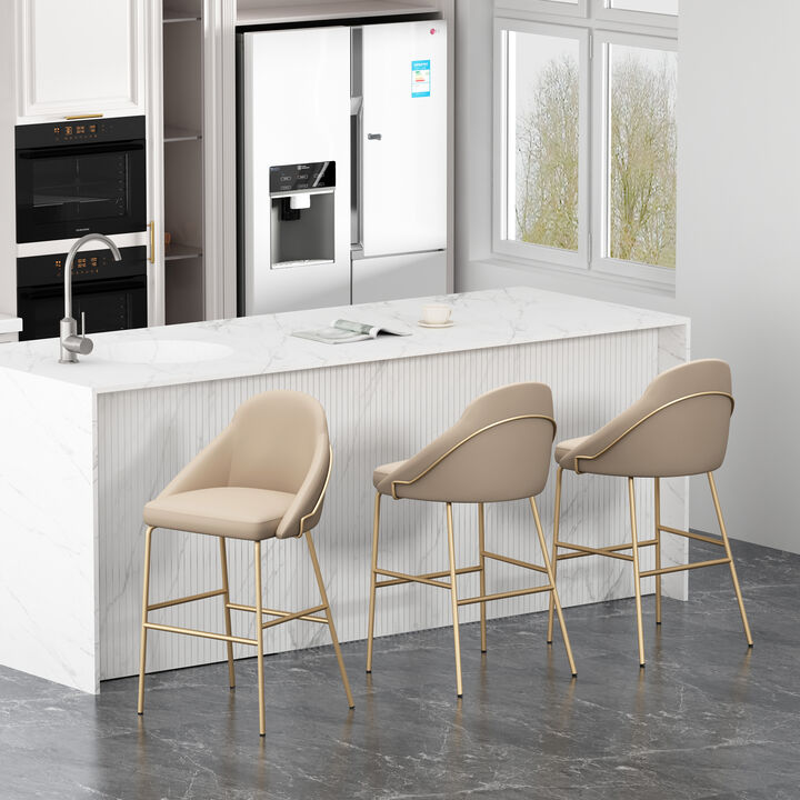 Gracie Barstools in Tan and Gold (Set of 3)