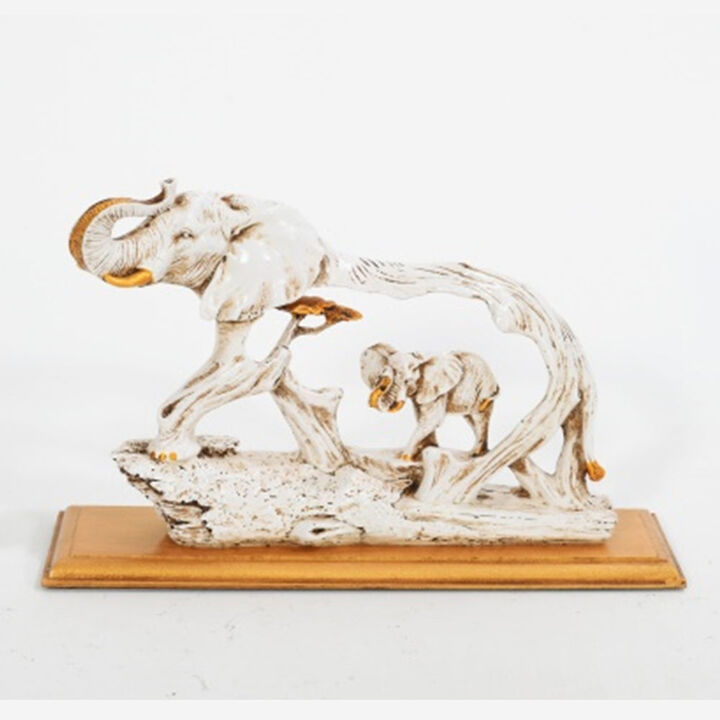 Handmade Eco-Friendly Vintage Resin Antique Finish White Gold Sculpture 10"x7"x3" From BBH Homes