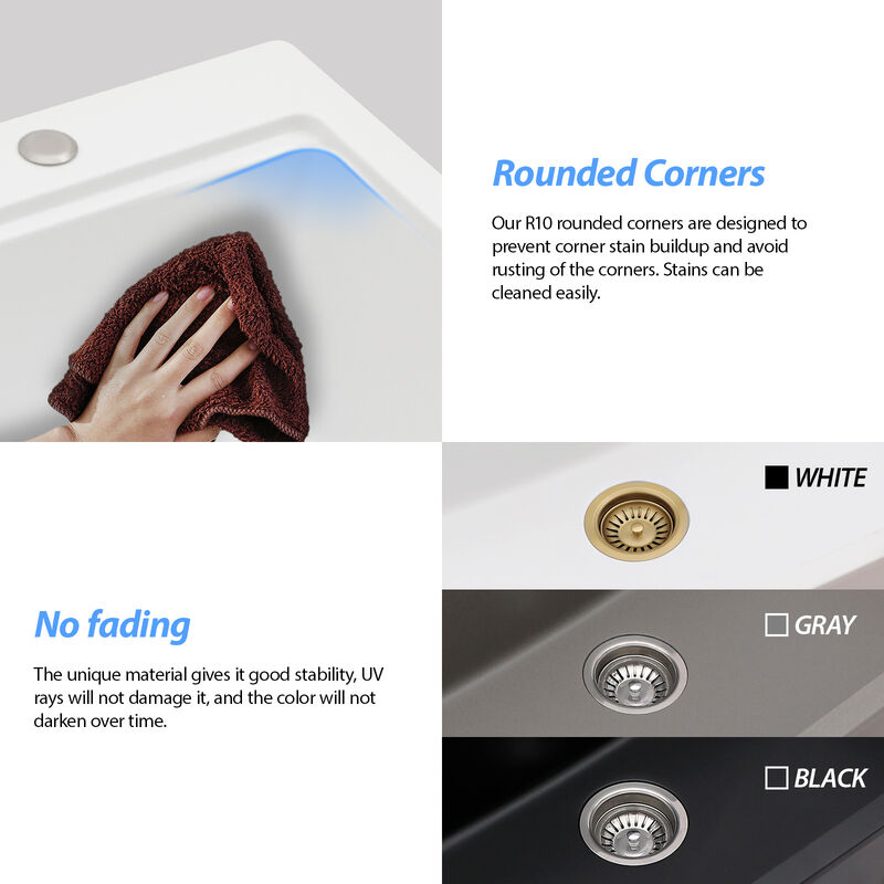 33x22x10 Inch White Granite Composite Drop In Workstation kitchen Sink Single Bowl Quartz Kitchen Sink