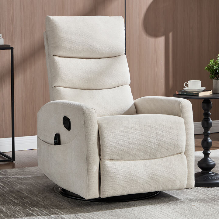 Chenille Manual Recliner Chair Swivel Rocker Recliner with Heat & Massage