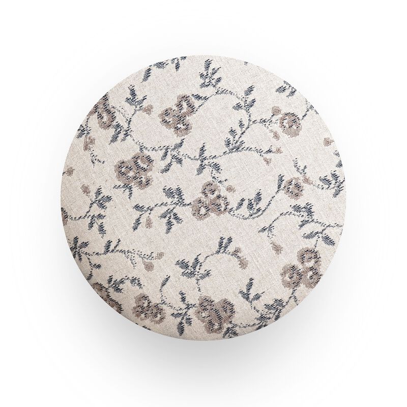 Jaine Beige Floral Jacquard Ottoman image number 4
