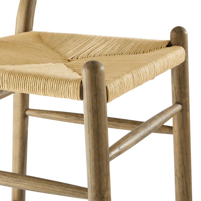 Modway Amish Wood Rope Counter Height Stool in Weathered Gray Teak - 25 Inch Seat Height Mid Century Modern Retro Stool - Solid Elm Wood Kitchen Island Stool with Woven Seat and Open Back image number 8