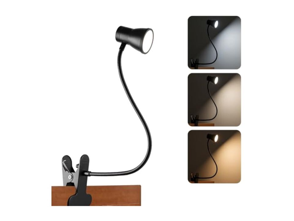 LED Portable 3 Color Desk Lamp For Bedroom Office Desk Black