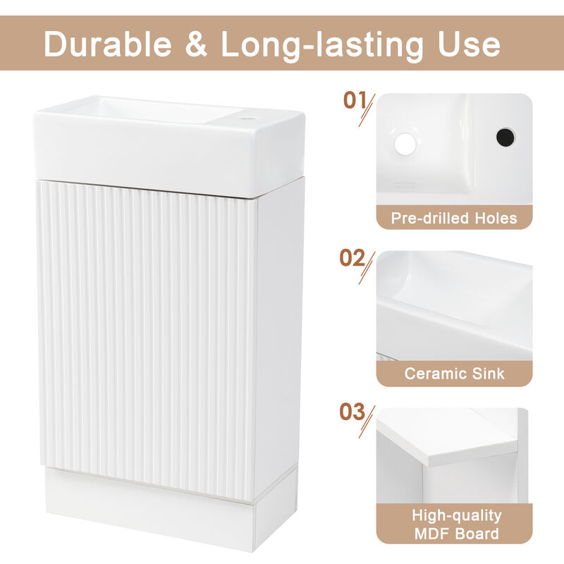 Merax Bathroom Vanity without Sink, Base Only, Multi-functional Bathroom Cabinet with Doors and Drawer