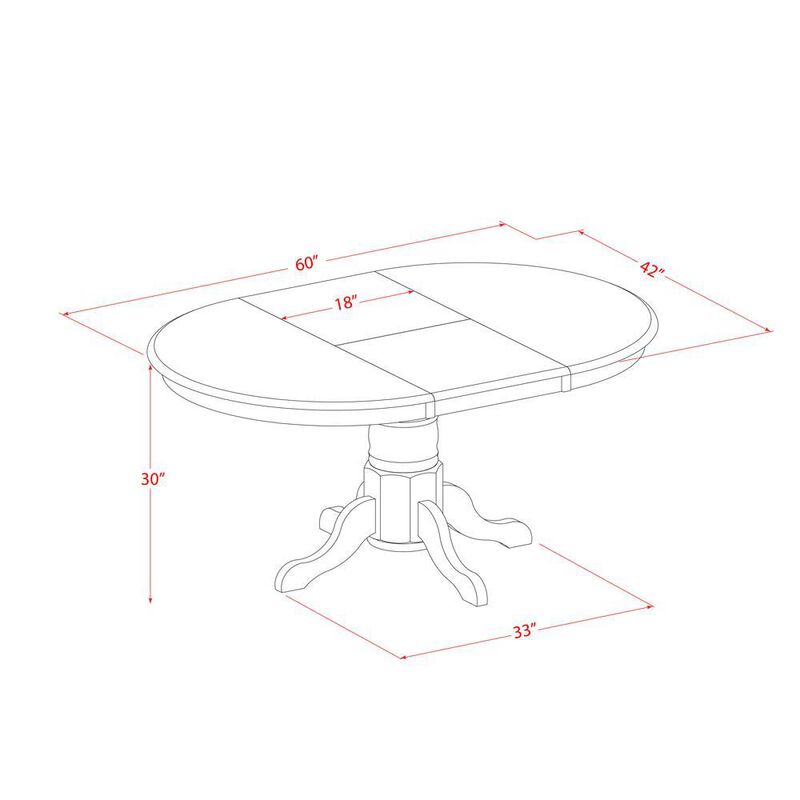 5 Pc Dining Set &ndash; Dining Table with Leaf and 4 Kitchen Chairs.