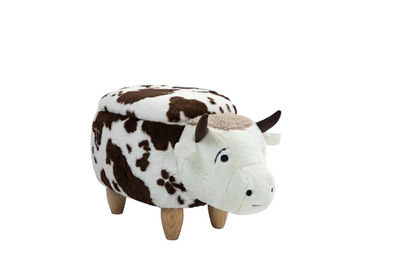White and Brown Cow Animal Storage Ottoman