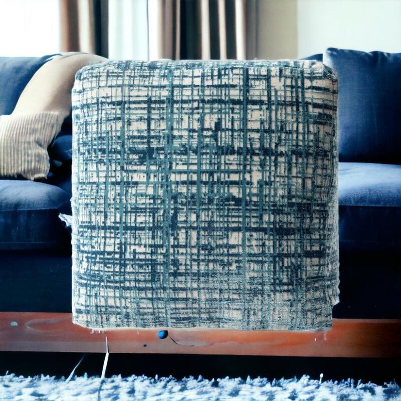 Hivvago 18 Inch Blue Abstract Pouf Ottoman