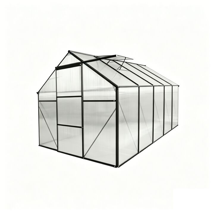 6x10 FT Greenhouse Raised Base&Anchor Aluminum Heavy Duty Walk-in Greenhouses for Outdoor