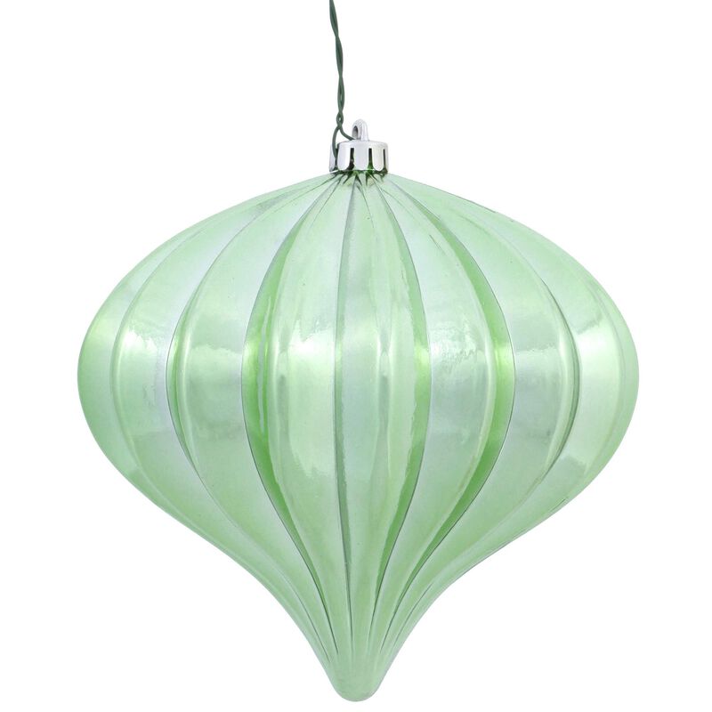 Vickerman 5.7" Celadon Shiny Onion Christmas Ornament, UV Treated, Set of 3 image number 0