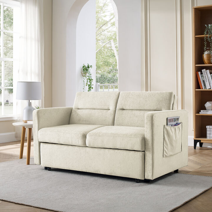 Streamdale Beige Convertible Loveseat Sofa Bed with Adjustable Back (54.5")