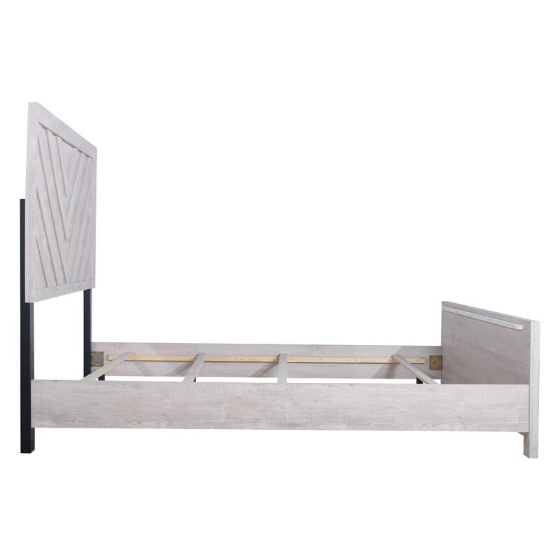 Bisca Bed with Chevron Patterned Design, Driftwood Finish image number 3