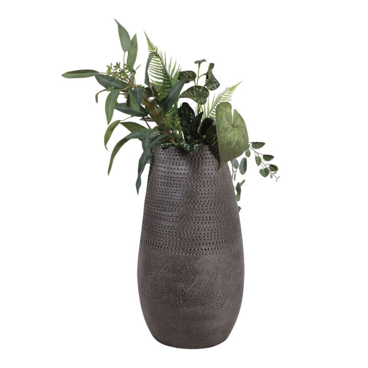 18x10 Pierced Clay Vase, Brown